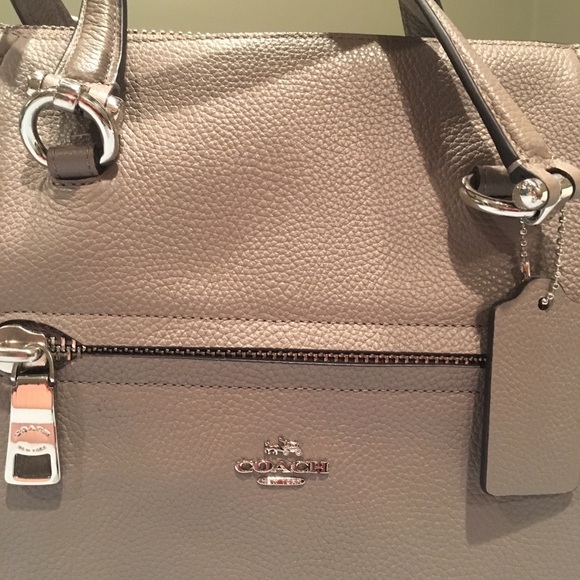 NWT Coach Pebbled Gray Leather Satchel - Picture 2 of 8